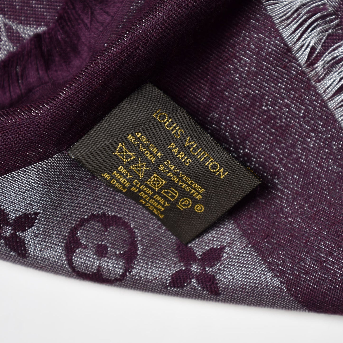 Silk Lurex Wool Monogram Shine Shawl Amarante