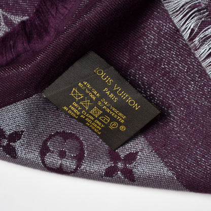 Louis Vuitton Silk Lurex Wool Monogram Shine Shawl Amarante 4 of 8
