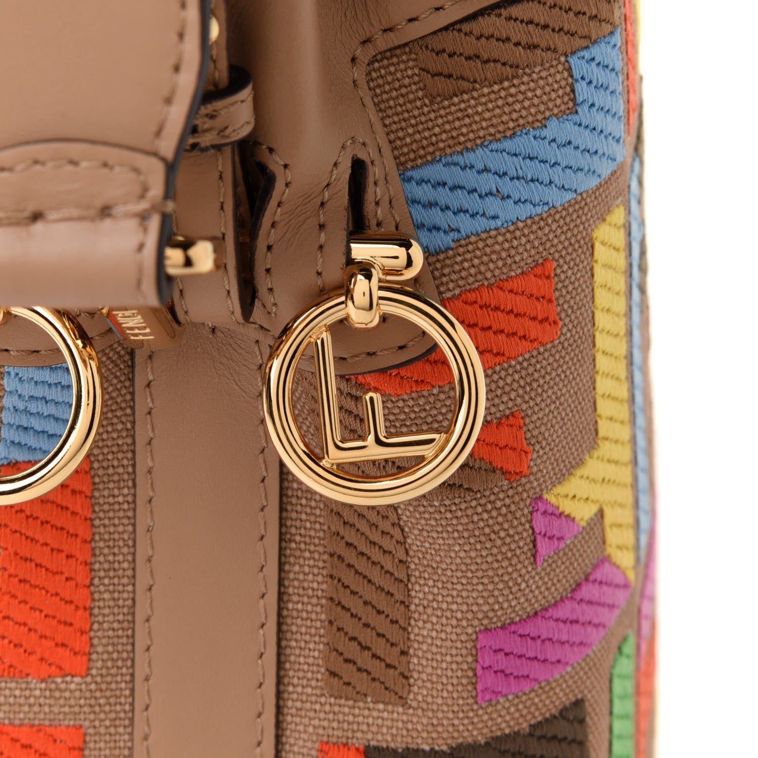 Fendi Canvas Vitello King F is Fendi FF Multicolor Embroidered Mini Mon Tresor Bucket Bag Multicolor Cuoio 8 of 11