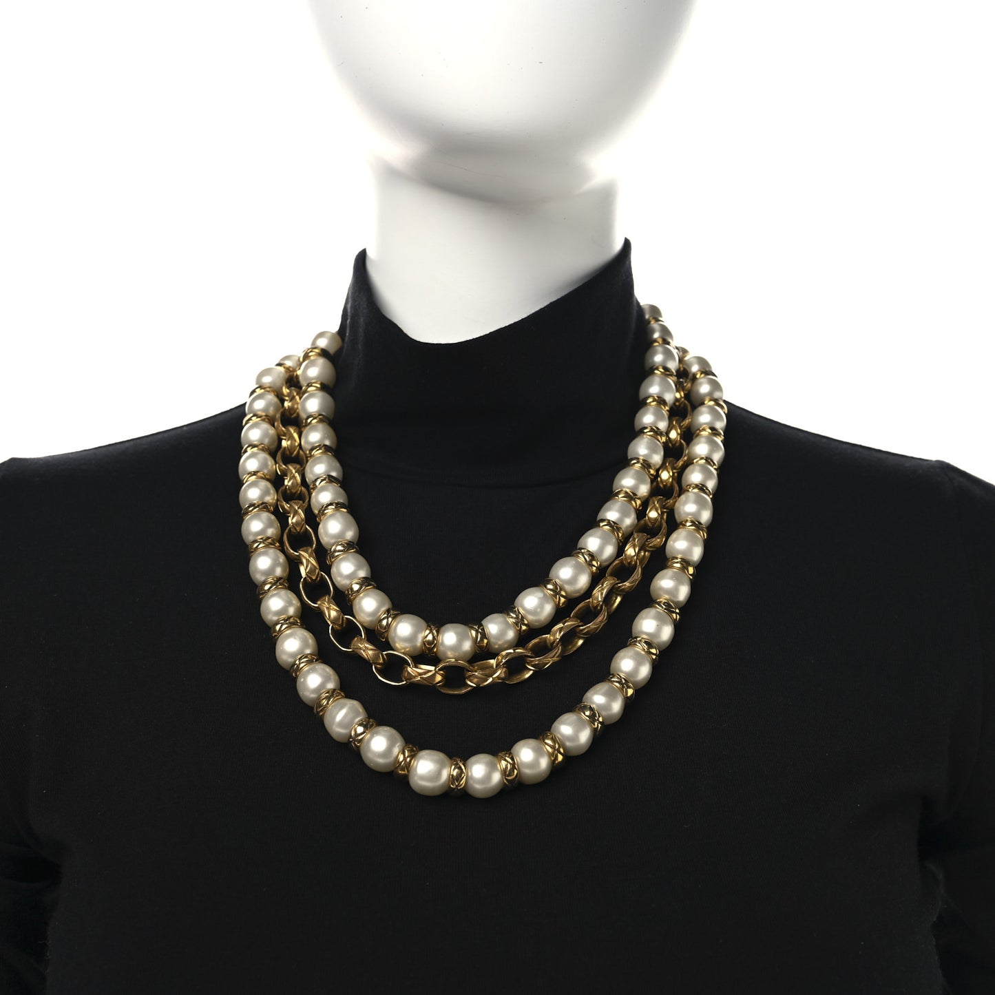Pearl Chain Choker Necklace Gold