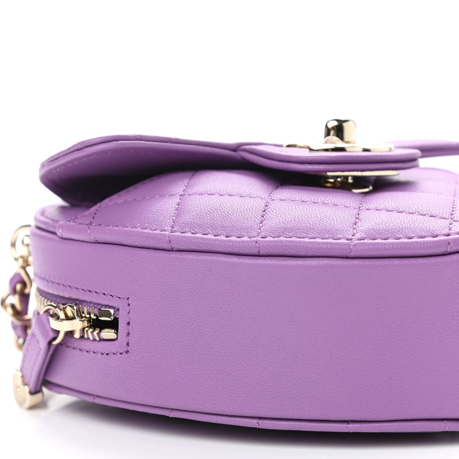 Chanel Lambskin Quilted CC In Love Heart Clutch With Chain Purple 9 of 11