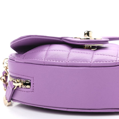Chanel Lambskin Quilted CC In Love Heart Clutch With Chain Purple 9 of 11