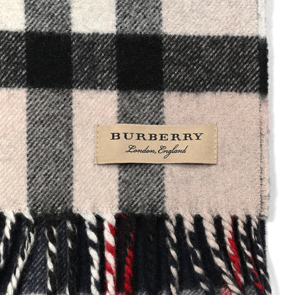 Burberry Wool Cashmere Giant Check Fringe Scarf Beige Navy 3 of 4