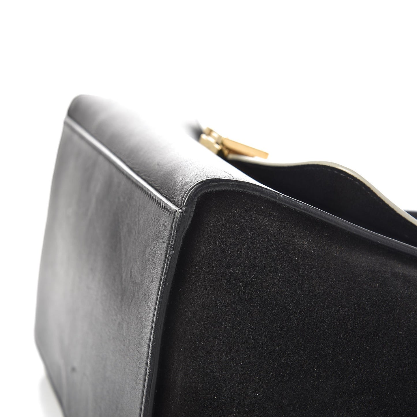 Smooth Calfskin Suede Medium Bicolor Trapeze Black