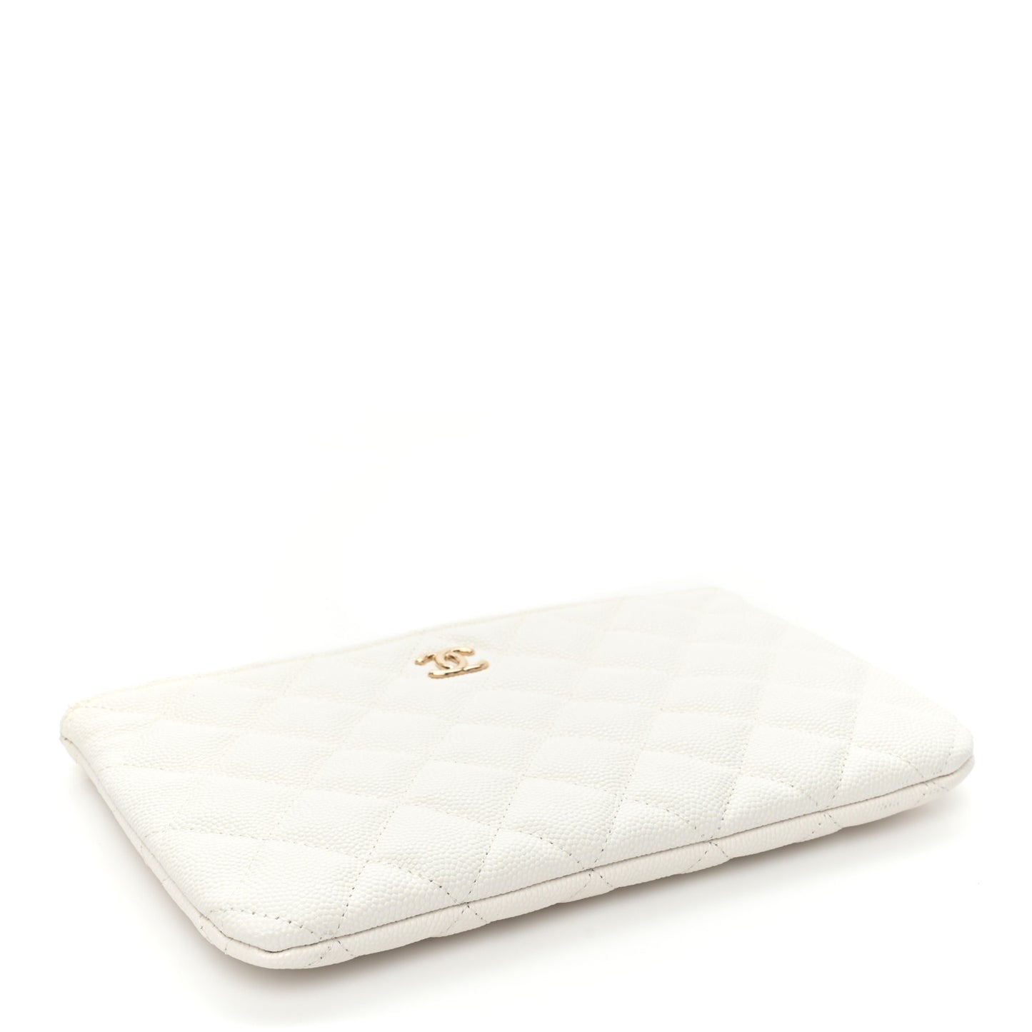 Caviar Quilted Cosmetic Case White