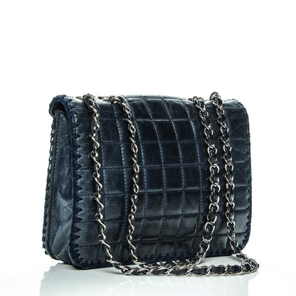 Chanel Aged Calfskin Square Quilted Mademoiselle Crochet Flap Navy 3 of 8