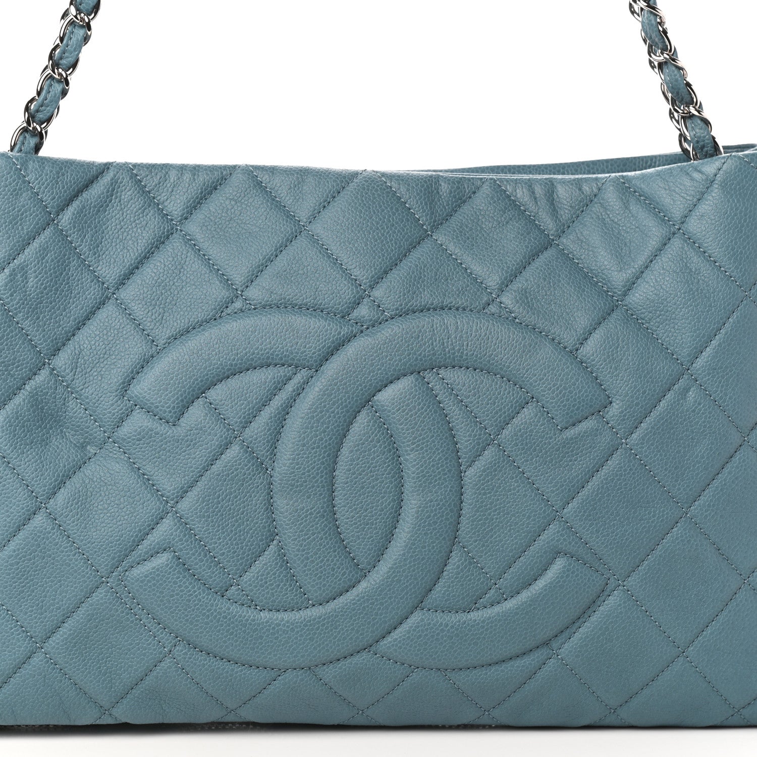 Chanel Caviar Quilted Expandable Zip Shoulder Bag Blue 7 of 10