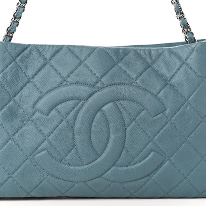 Chanel Caviar Quilted Expandable Zip Shoulder Bag Blue 7 of 10