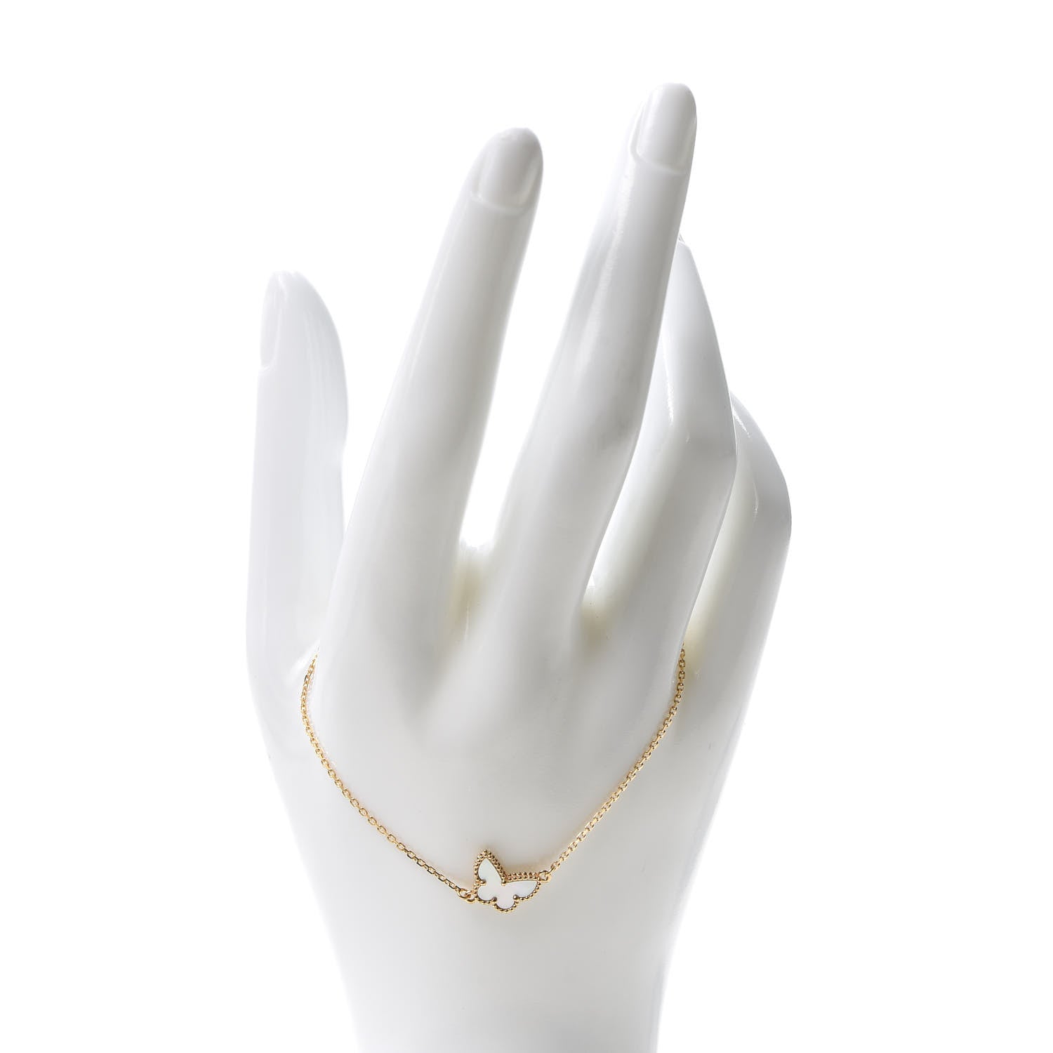 Van Cleef & Arpels 18K Yellow Gold Mother of Pearl Sweet Alhambra Butterfly Bracelet 2 of 7