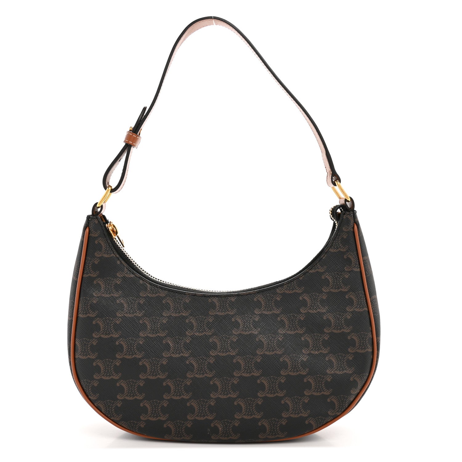 Celine Triomphe Canvas Calfskin Ava Shoulder Bag Tan 1 of 14
