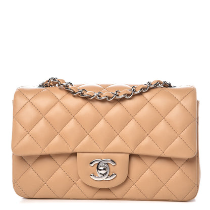 Chanel Lambskin Quilted Mini Rectangular Flap Beige 1 of 8