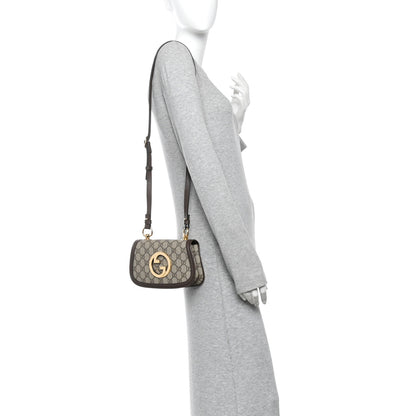 Gucci GG Supreme Monogram Textured Dollar Calfskin Mini Blondie Chain Shoulder Flap Bag Beige Ebony New Acero 2 of 10