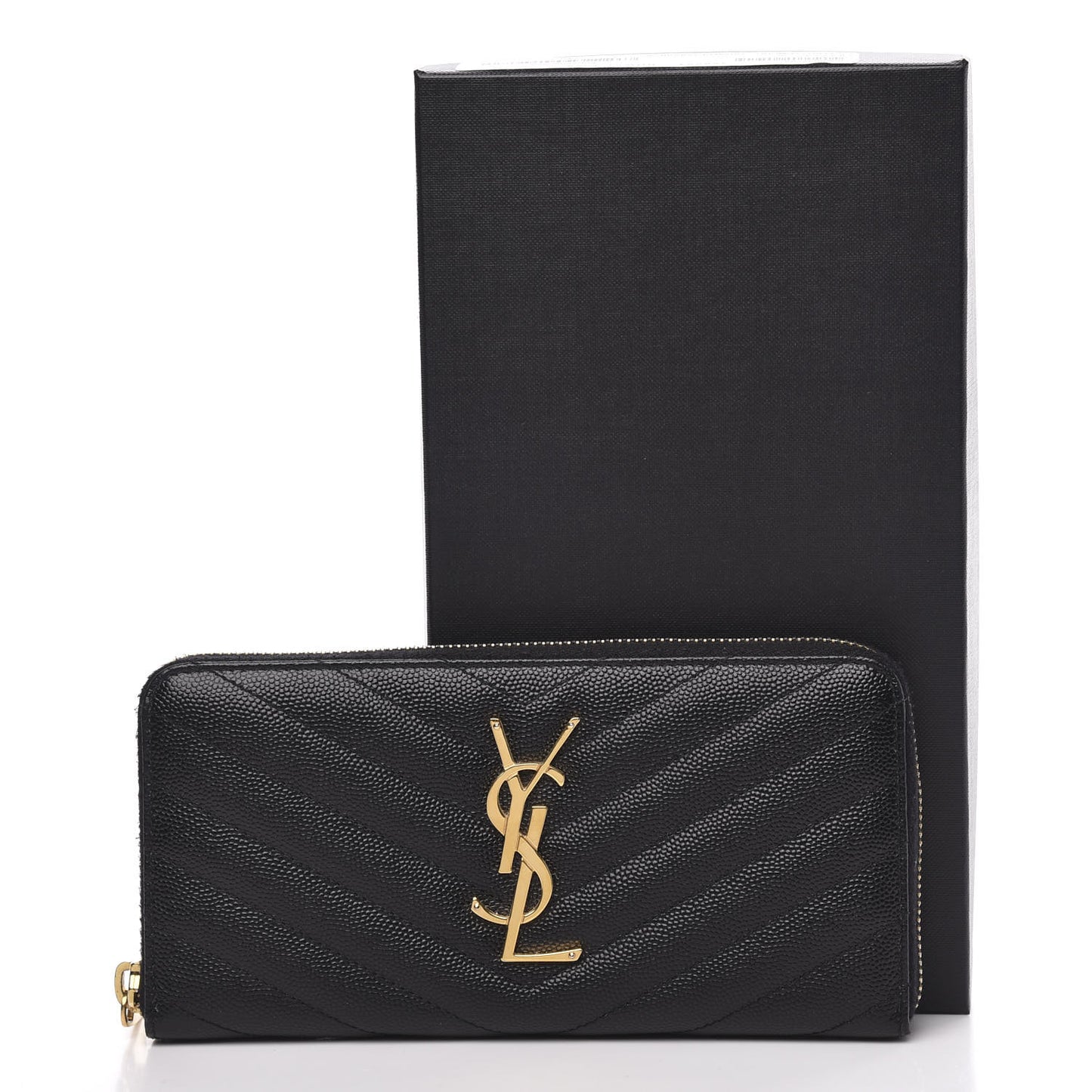 Grain De Poudre Matelasse Chevron Monogram Zip Around Wallet Black