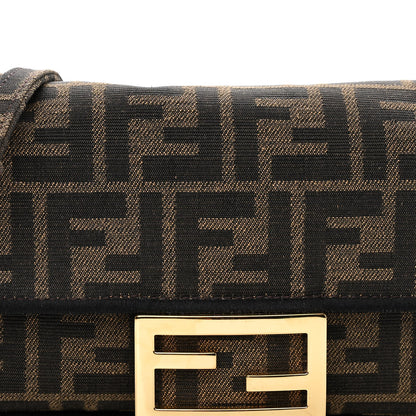 Fendi Fabric Jacquard FF 1974 Mini Baguette Tobacco Moro Black 7 of 9