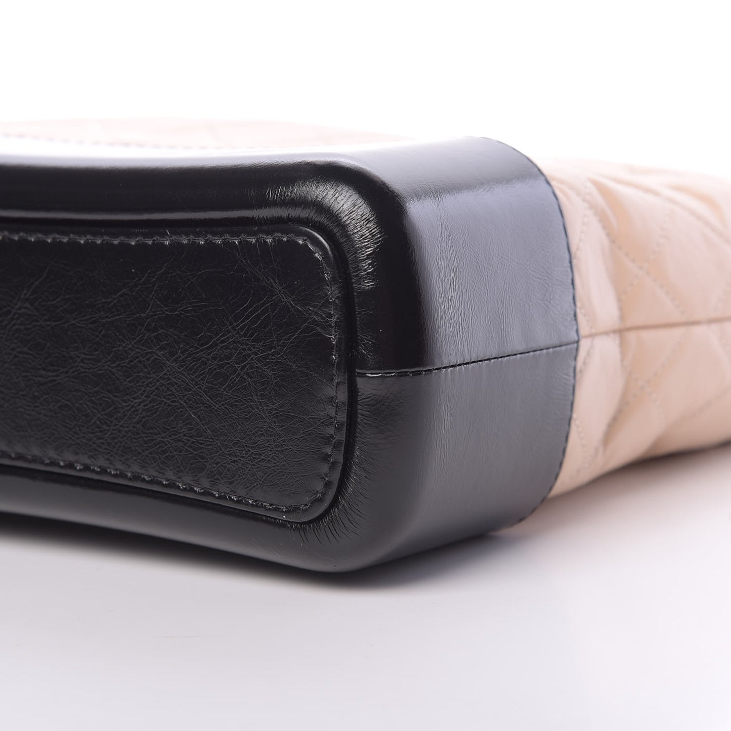 Aged Calfskin Quilted Medium Gabrielle Hobo Beige Black