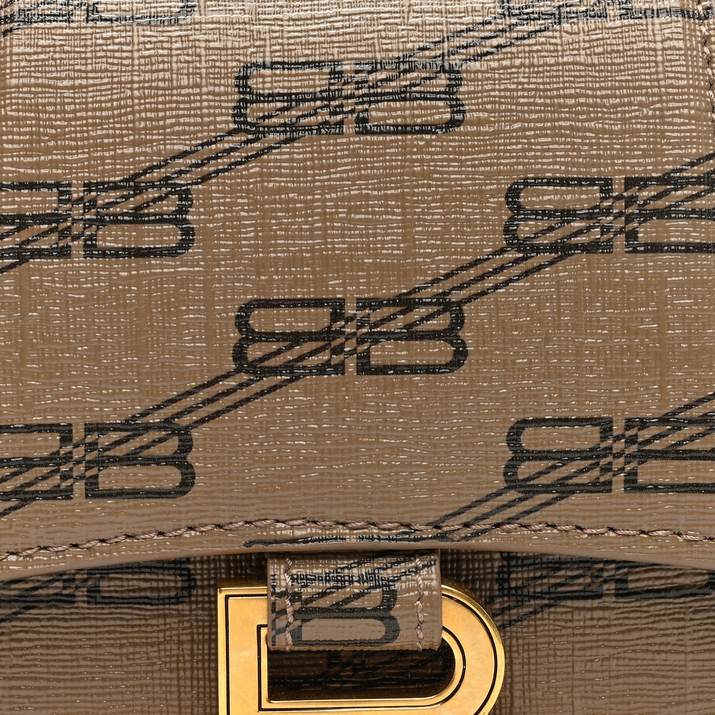Coated Canvas BB Monogram Hourglass Top Handle Bag XS Beige Brown