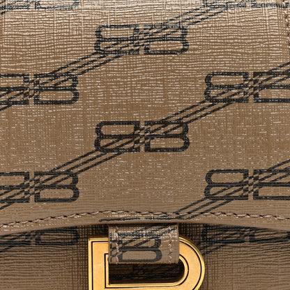 Balenciaga Coated Canvas BB Monogram Hourglass Top Handle Bag XS Beige Brown 7 of 9