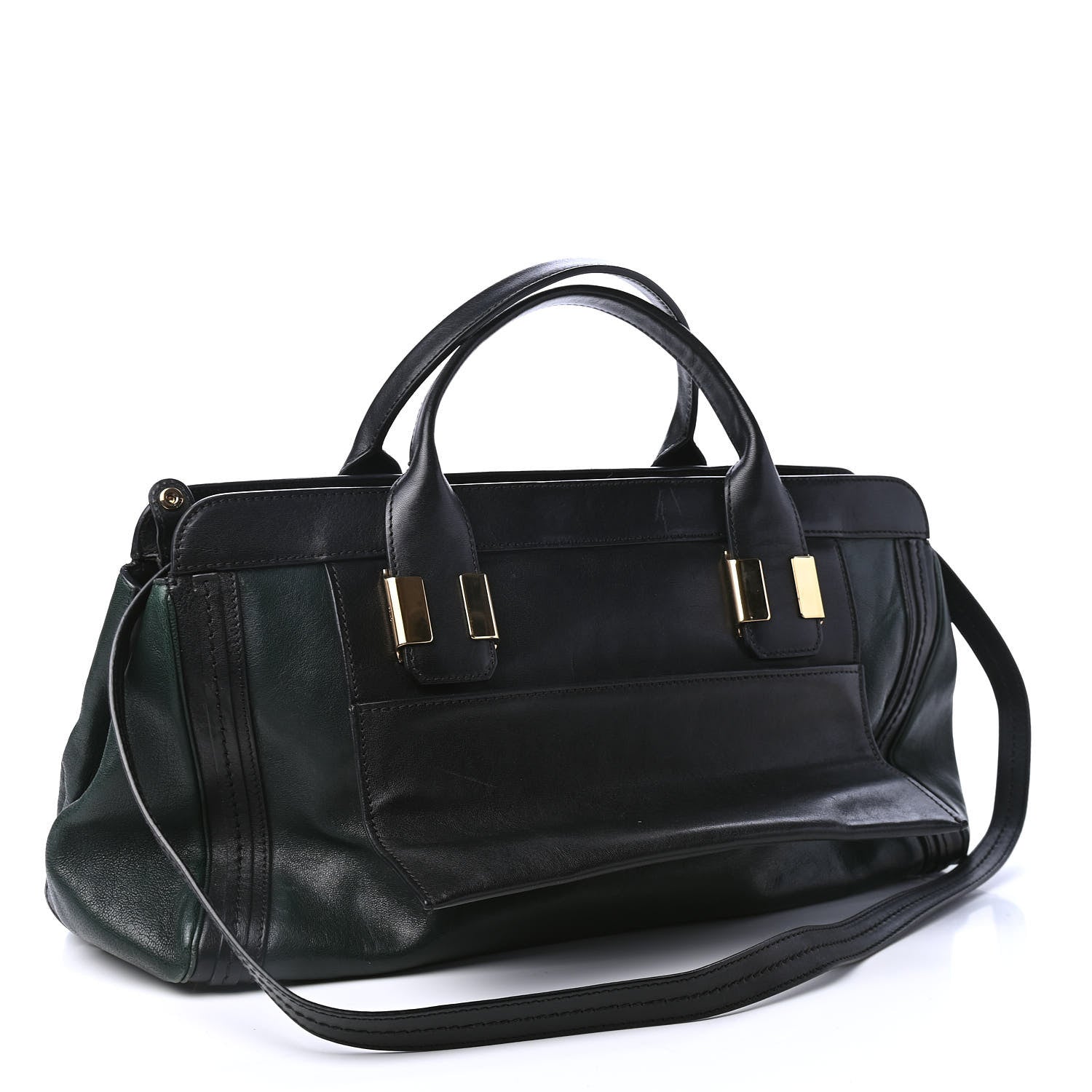 Chloe Calfskin Medium Alice Satchel Fir Green Black 2 of 4