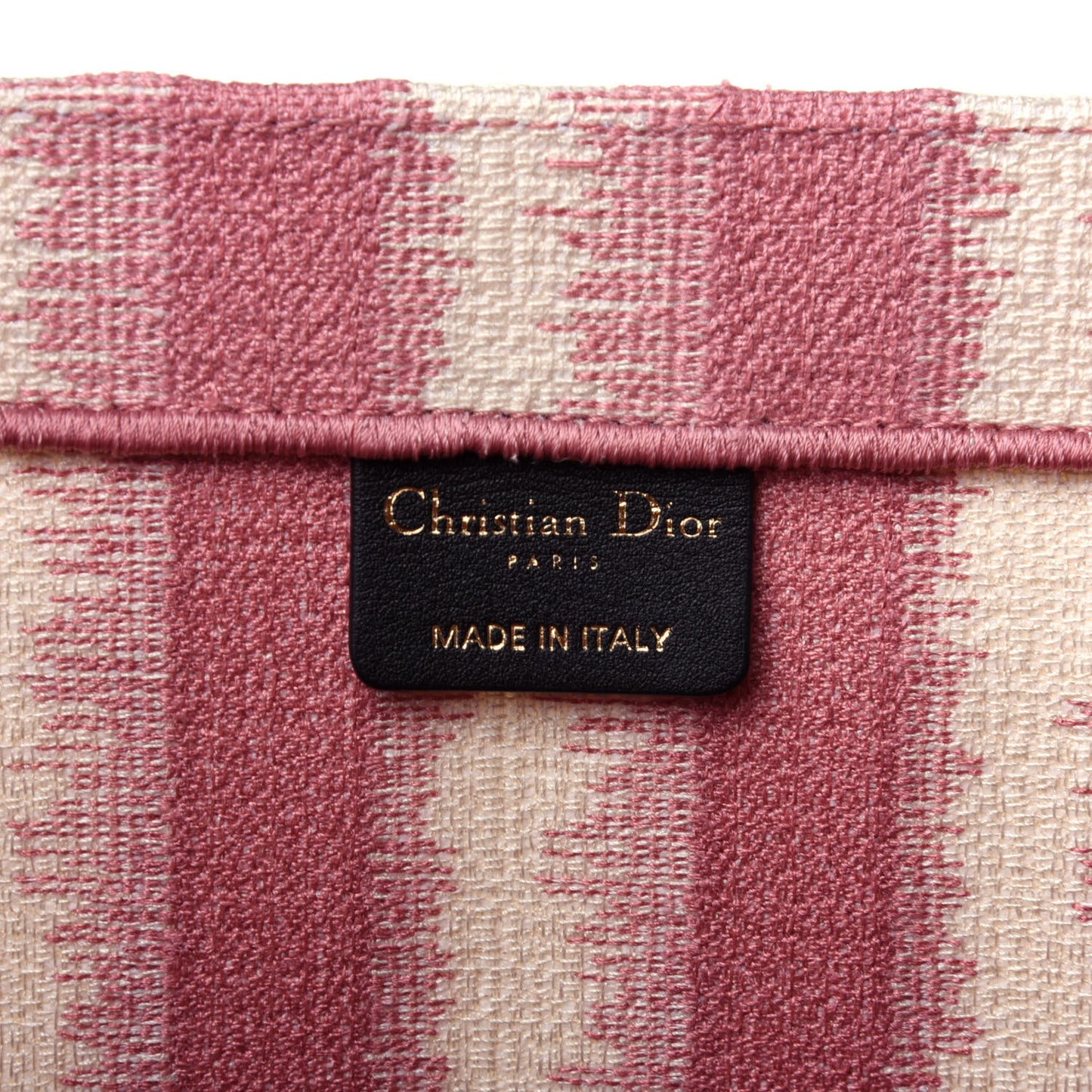 Canvas Embroidered Large Striped Book Tote Pink