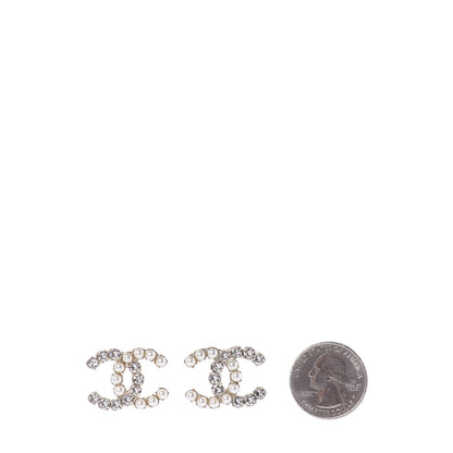 Chanel Crystal Pearl CC Dazzling Domino Earrings Gold 2 of 5