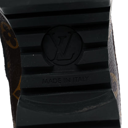 Louis Vuitton Suede Calfskin Monogram Laureate Platform Desert Boots 37 Black 6 of 7