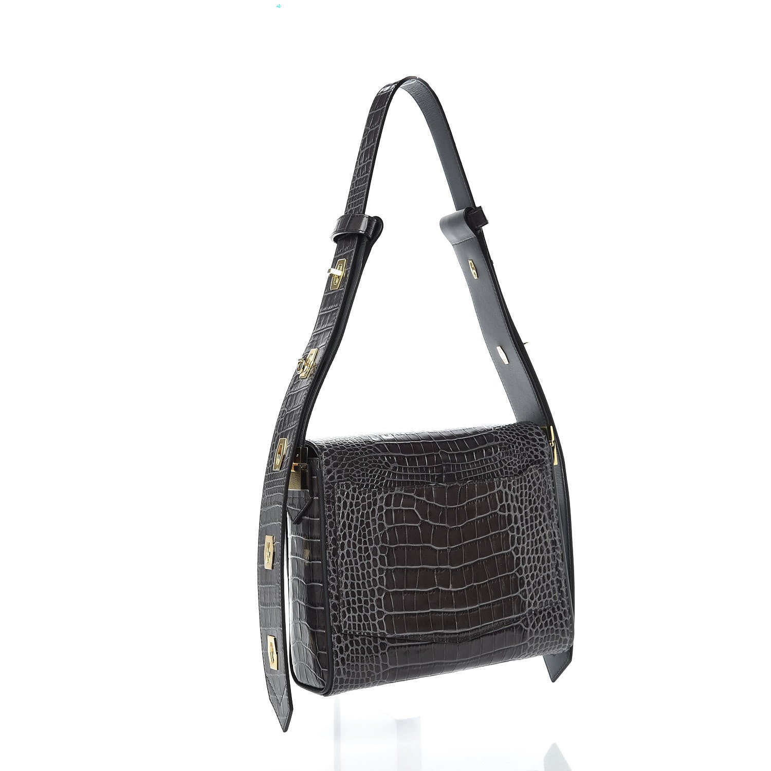 Givenchy Calfskin Crocodile Embossed Medium Eden Storm Grey 3 of 8