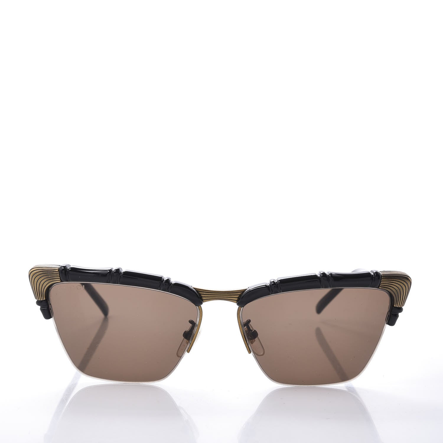 Gucci Acetate Metal Bamboo Sunglasses GG660S Black Brown 2 of 9