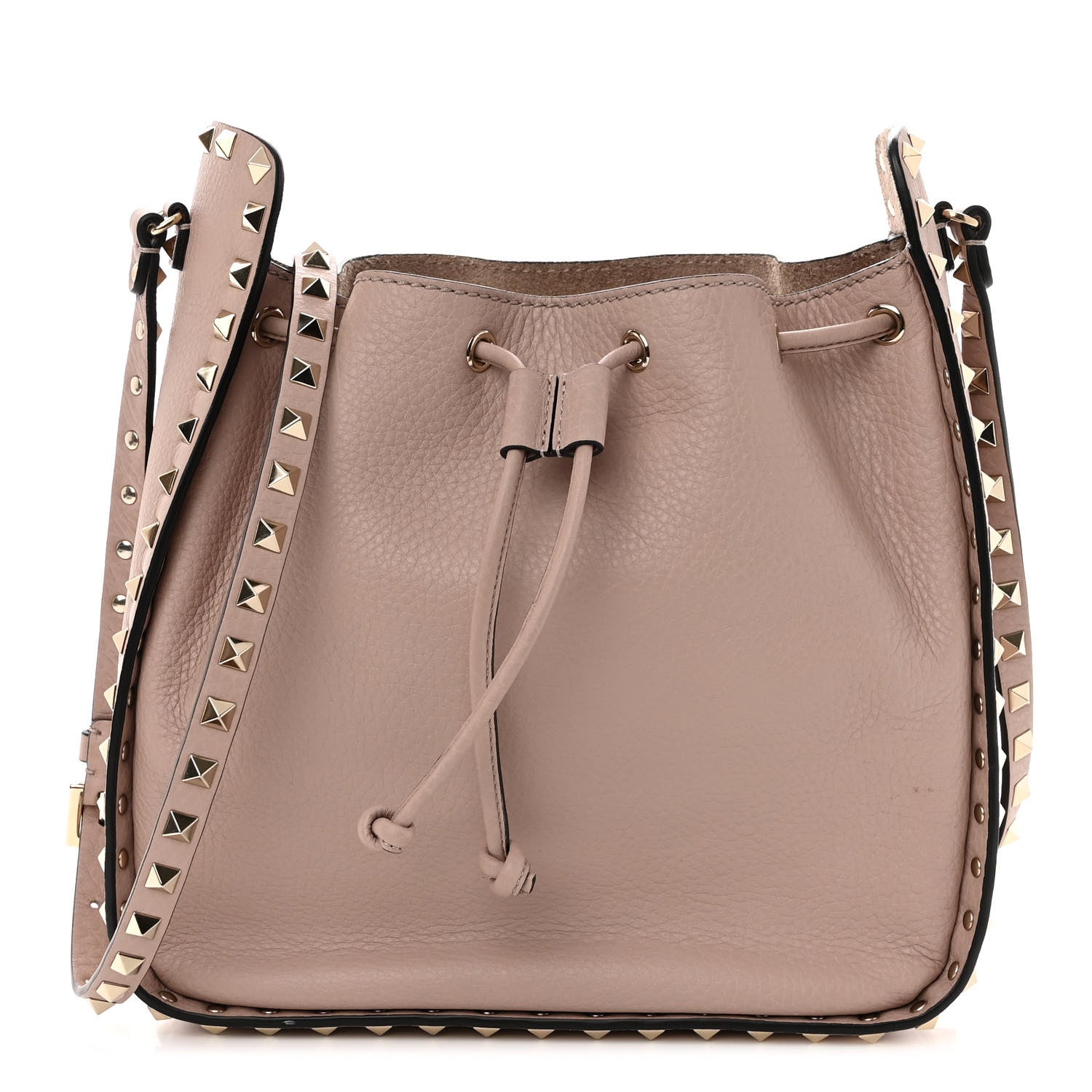 Valentino Garavani Grained Calfskin Rockstud Bucket Bag Poudre 1 of 9