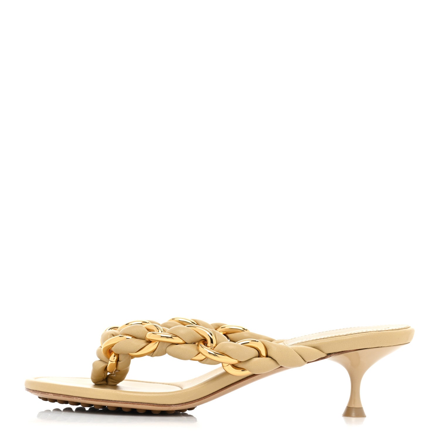 Bottega Veneta Nappa Dot Sandals 37.5 Cane Sugar 1 of 8