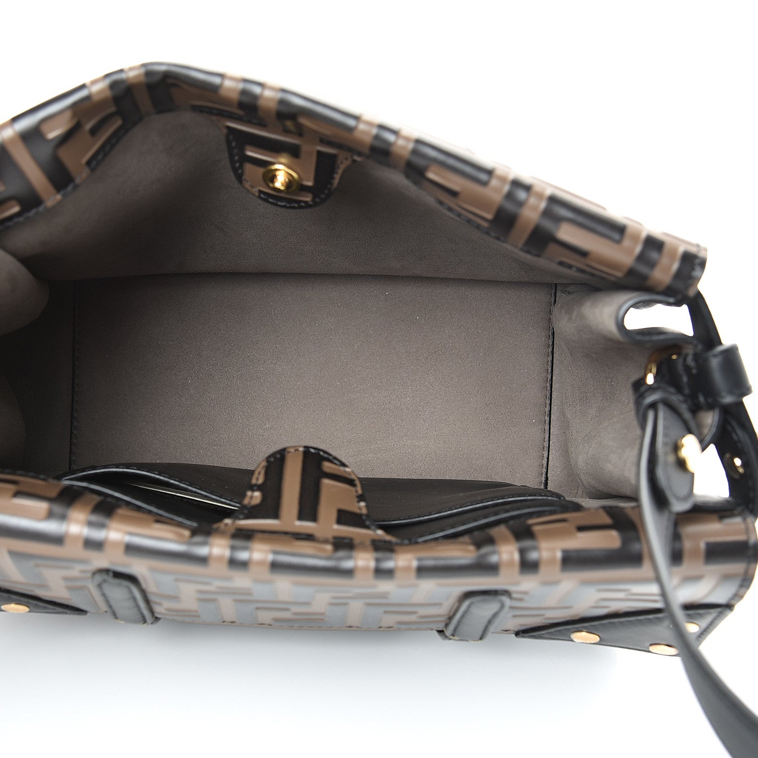 Fendi Vitello Grace Bi-Color FF 1974 Embossed Flip Tote Black Maya 6 of 12