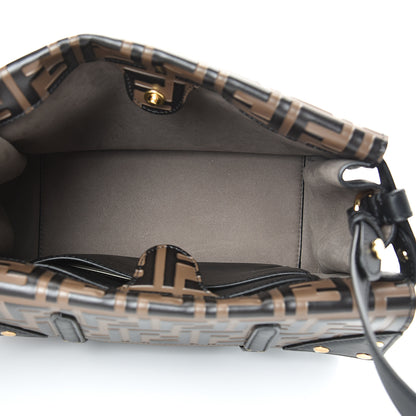 Fendi Vitello Grace Bi-Color FF 1974 Embossed Flip Tote Black Maya 6 of 12