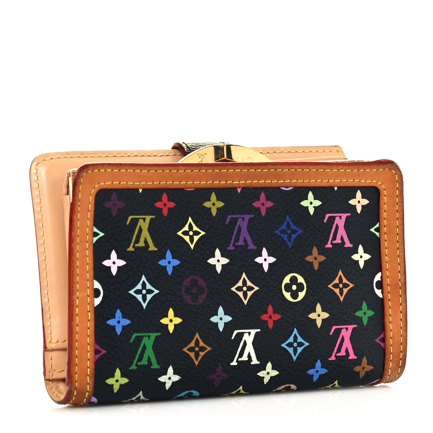 Louis Vuitton Monogram Multicolor French Purse Wallet Black 3 of 14
