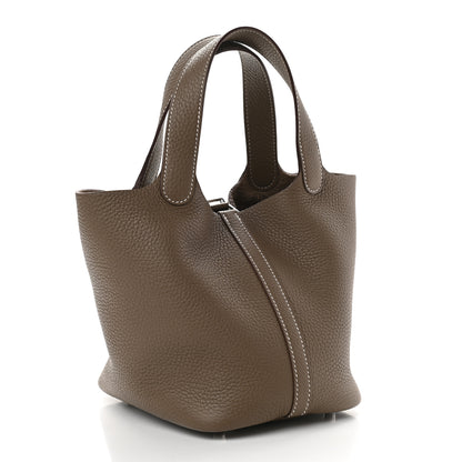Hermes Taurillon Clemence Picotin Lock 18 PM Etoupe 3 of 9