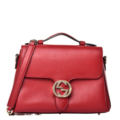 Gucci Dollar Calfskin Interlocking G Top Handle Shoulder Bag Red 1 of 9