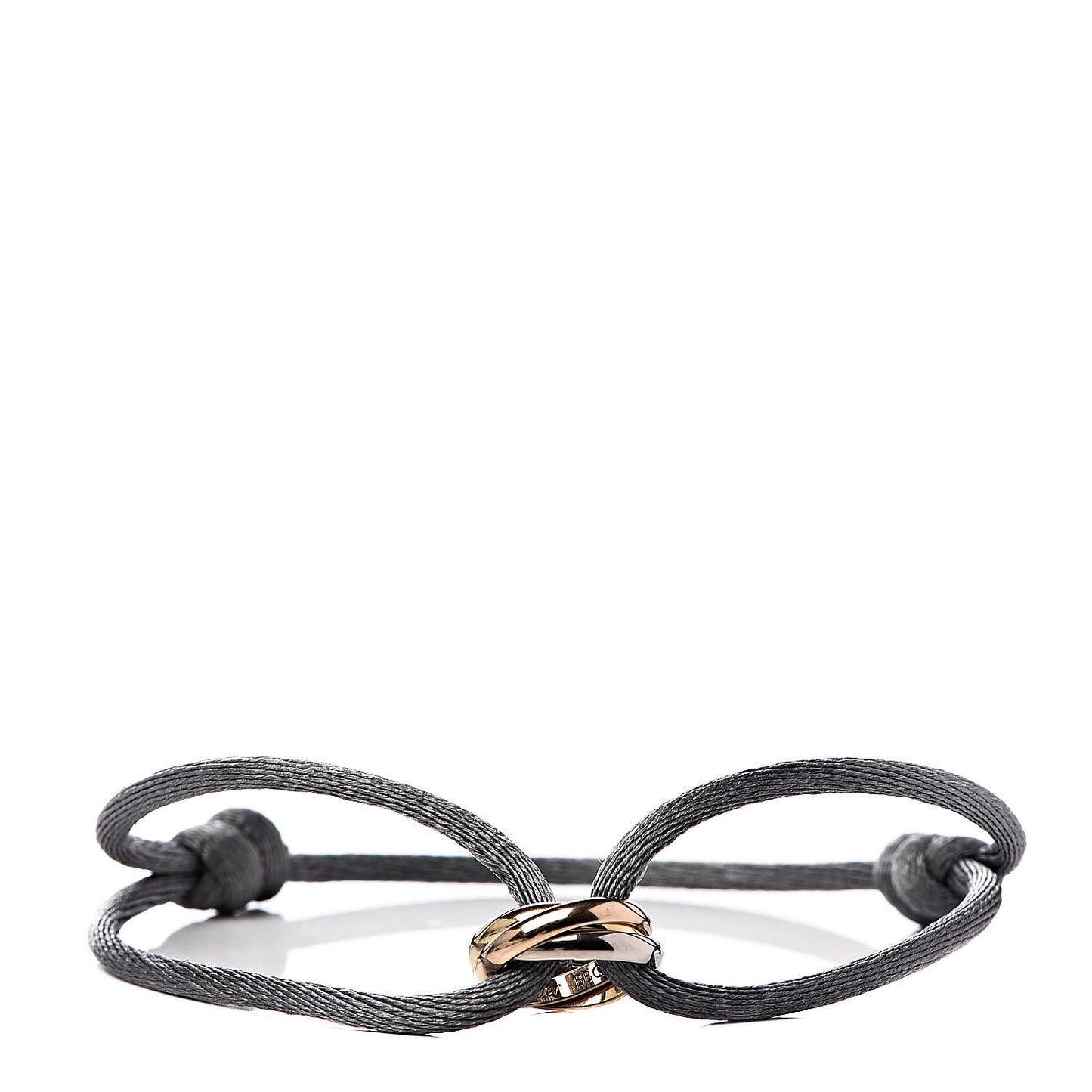18K Pink Yellow White Gold Trinity Adjustable Cord Bracelet Gray