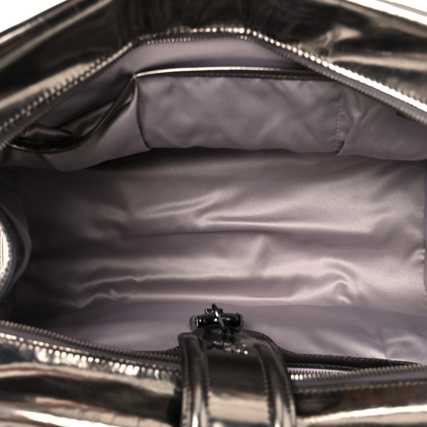 Metallic Patent House Check Sliced Large Manor Tote Pewter