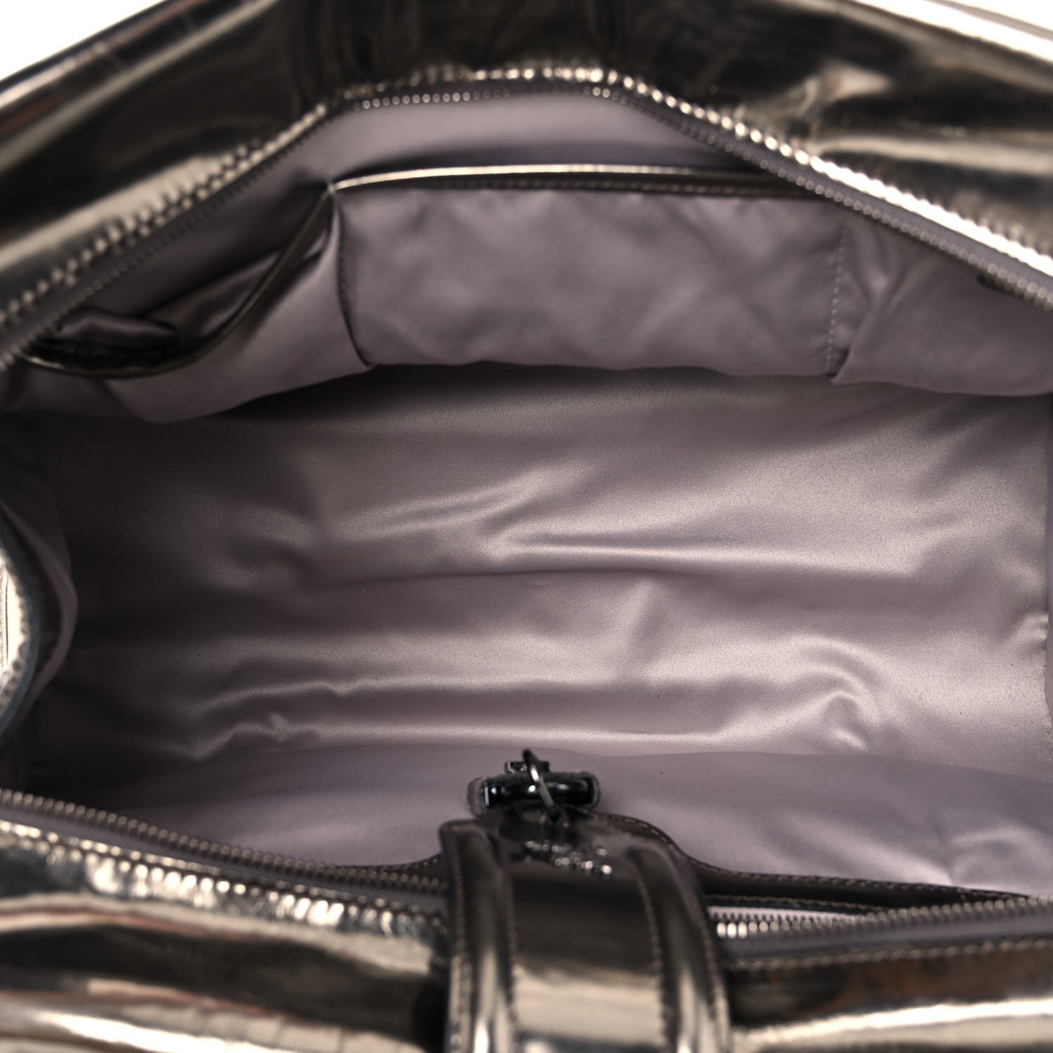 Burberry Metallic Patent House Check Sliced Large Manor Tote Pewter 5 of 22