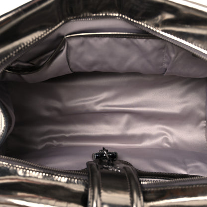 Burberry Metallic Patent House Check Sliced Large Manor Tote Pewter 5 of 22