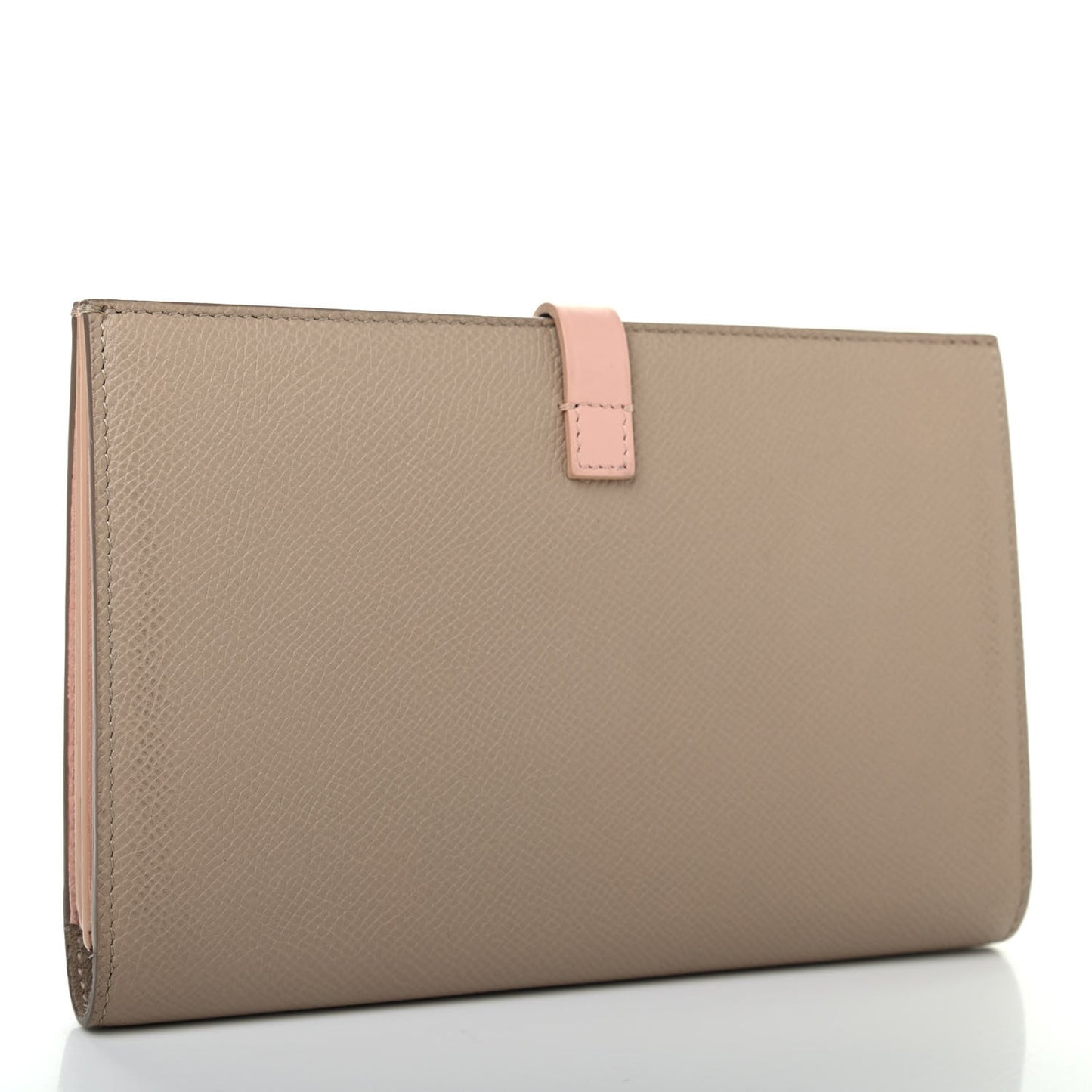 Grained Calfskin Medium Multifunction Strap Wallet Pink Chalk