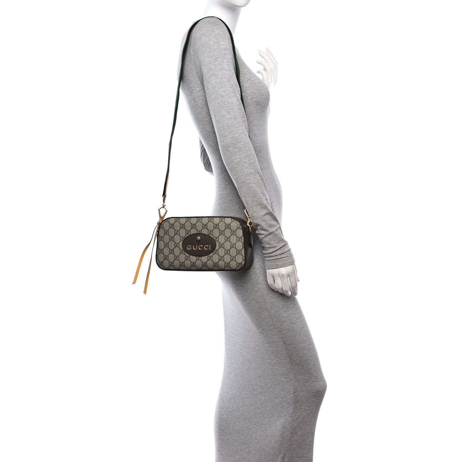 Gucci GG Supreme Monogram Web Neo Vintage Shoulder Bag Beige New Acero Crop 3 of 14