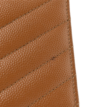 Saint Laurent Grain De Poudre Matelasse Chevron Monogram Zipped Card Case Natural Dark 9 of 10