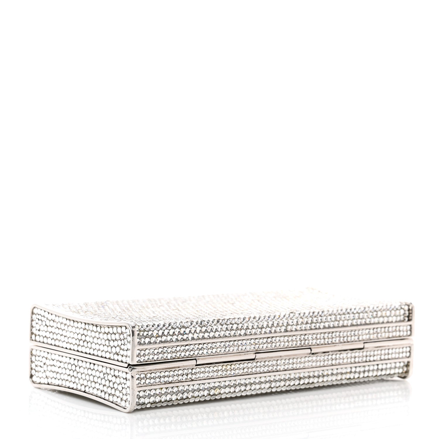 Judith Leiber Swarovski Crystal Minaudiere Clutch Silver 4 of 9