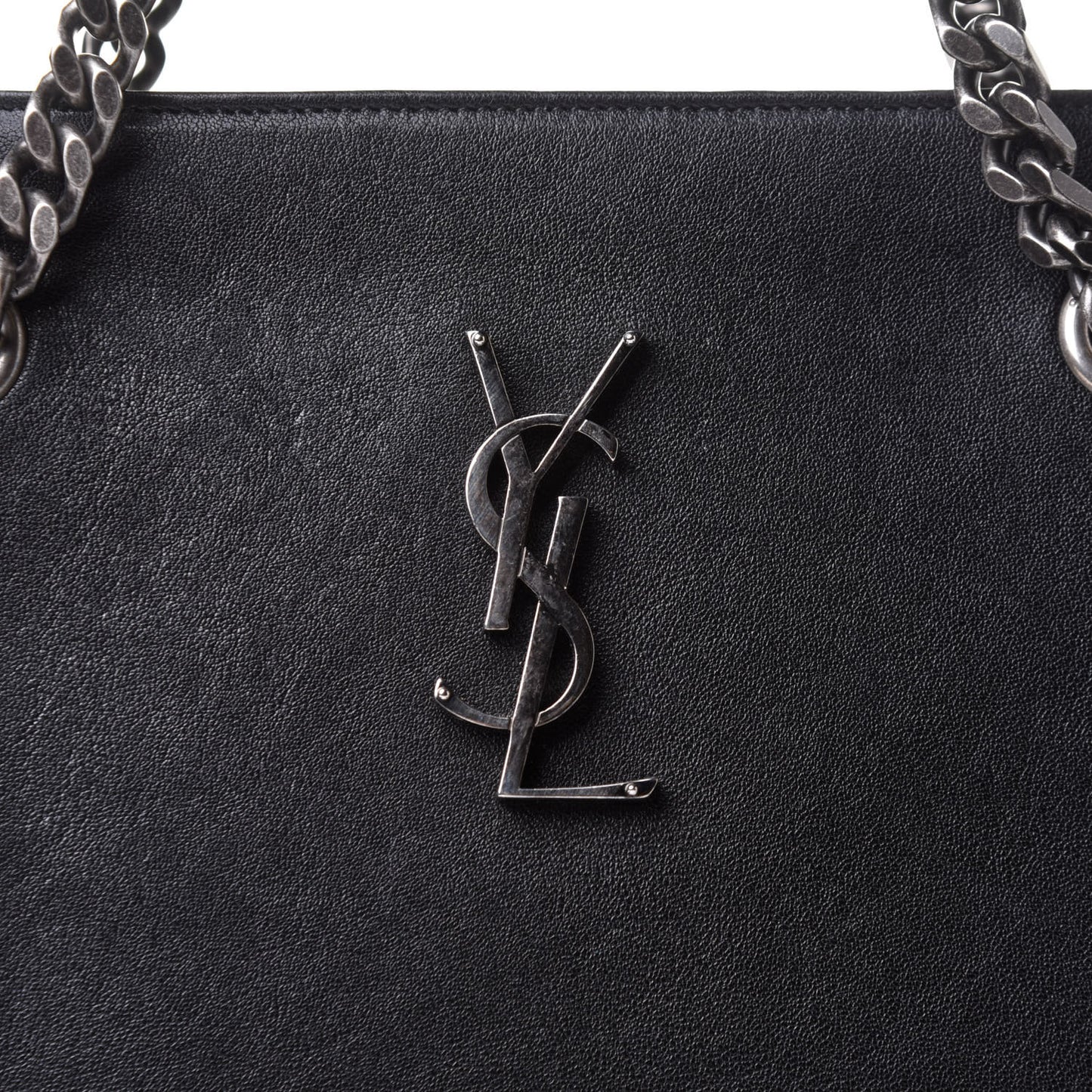 Calfskin Fringe Monogram Shopping Tote Black