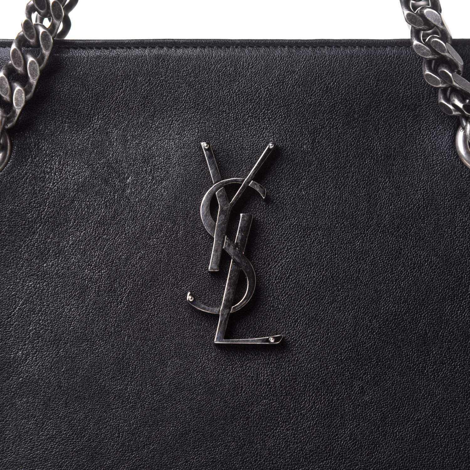 Saint Laurent Calfskin Fringe Monogram Shopping Tote Black 14 of 14