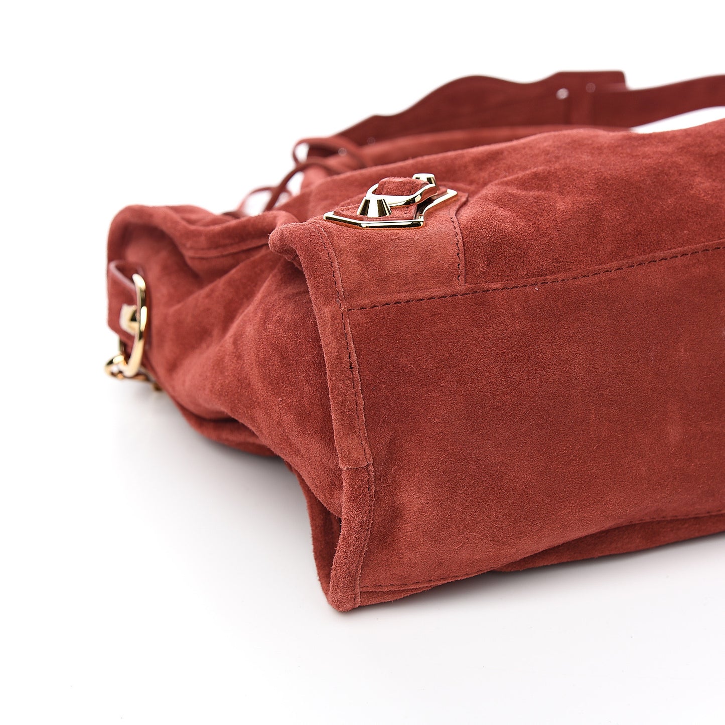 Baby Daim Suede Gold Metallic Edge Hardware City Bois De Rose Fonce