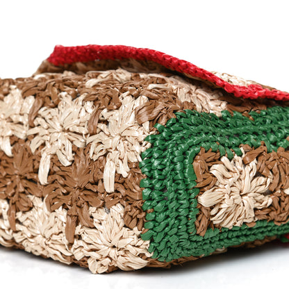 Gucci Raffia Azalea Calfskin Crochet Flower Small GG Marmont Shoulder Bag Natural Ecru Green Red New Shamarock 11 of 11