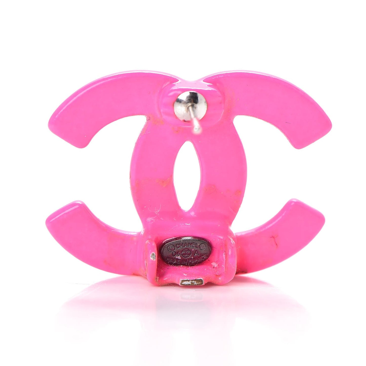 Enamel CC Earrings Pink
