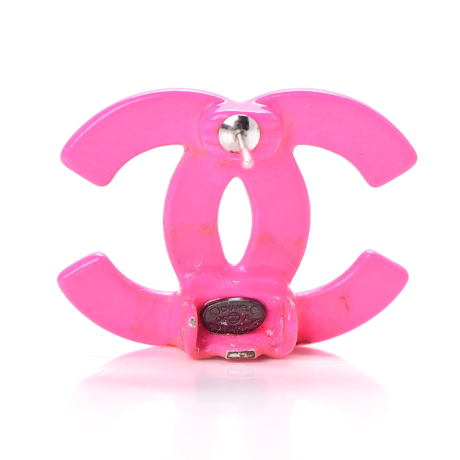 Chanel Enamel CC Earrings Pink 4 of 5