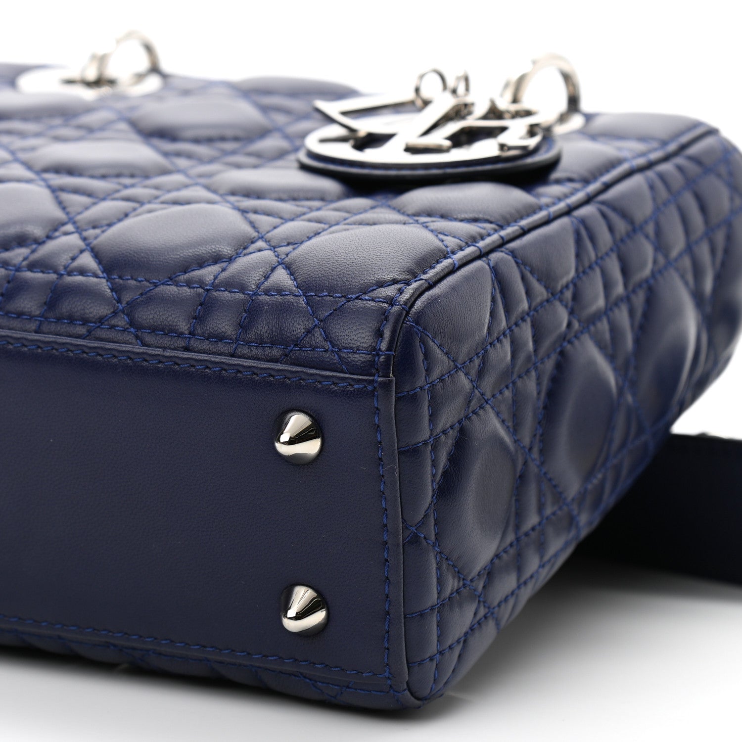 Christian Dior Lambskin Cannage Small Lucky Badges My Lady Dior Navy 10 of 10
