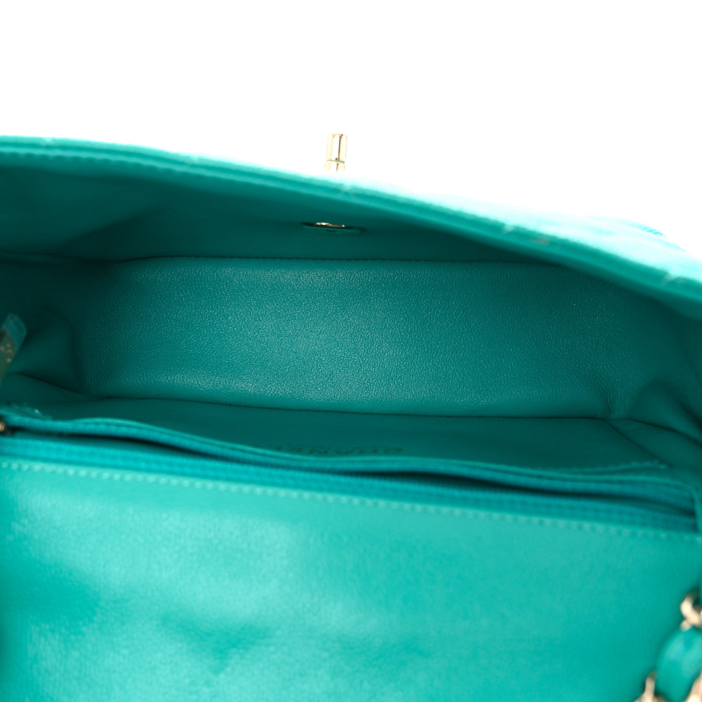 Caviar Quilted Mini Rectangular Flap Turquoise
